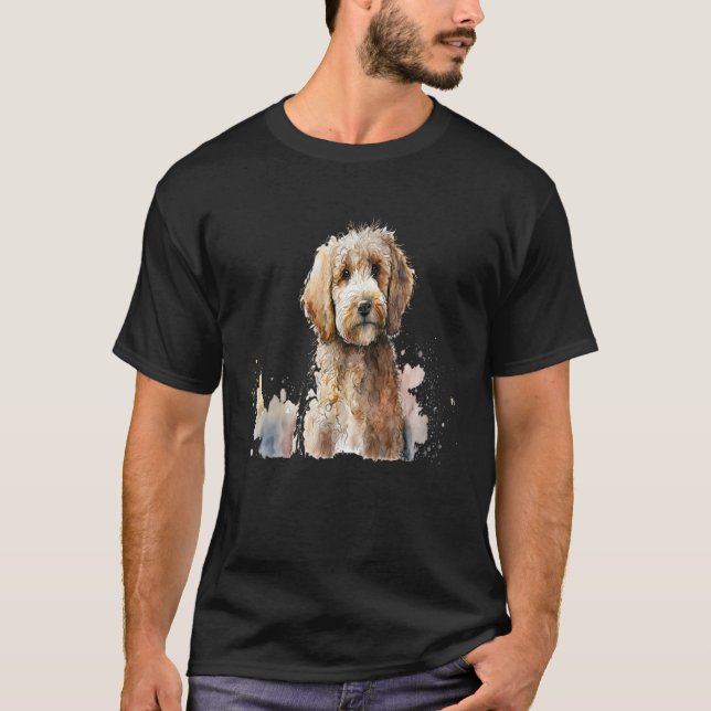 Vacker akvarell Golden doodle-porträtt T Shirt (Framsida)