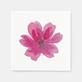 Vacker akvarell handmålad ljusröd blomma pappersservett