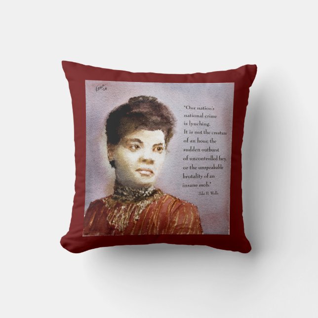 Vacker akvarell Ida B Wells & Citat Kudde (Framsida)