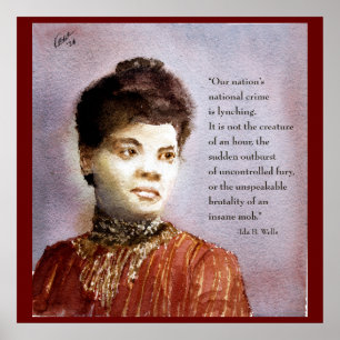 Vacker akvarell Ida B Wells & Citat Porträtt Poster