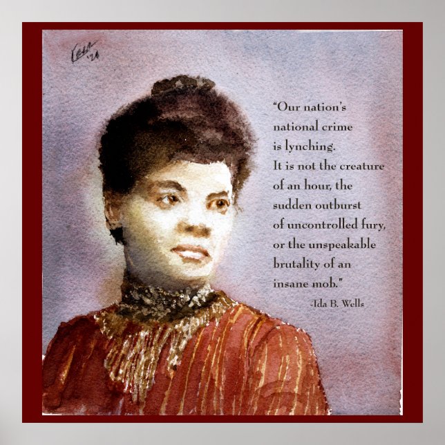 Vacker akvarell Ida B Wells & Citat Porträtt Poster (Framsidan)