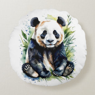 Vacker akvarell Panda Björn Rund Kudde