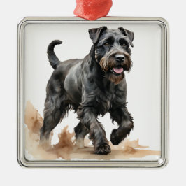 VACKER AKVARELL SCHNAUZER VALP JULGRANSPRYDNAD METALL