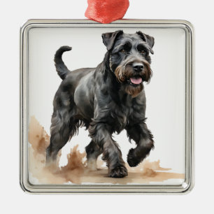VACKER AKVARELL SCHNAUZER VALP JULGRANSPRYDNAD METALL