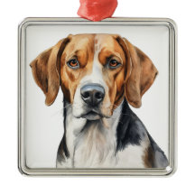 VACKER AKVARELL TRE FÄRGAD FOXHOUND HUND