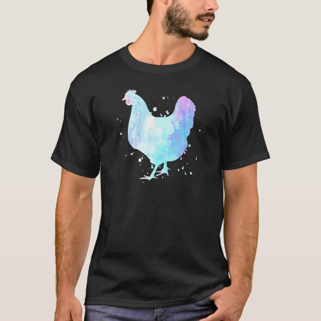 Vacker akvarell turkosblå höna kyckling Te T Shirt (Framsida)