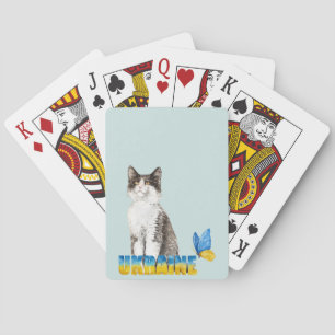Vacker akvarell Ukraina Katt och Fjäril  Casinokort