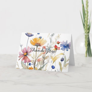 Vacker akvarell vildblomma förlossningsfest tack kort