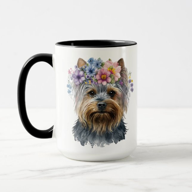 VACKER AKVARELL YORKSHIRE TERRIER HUND  MUGG (Vänster)