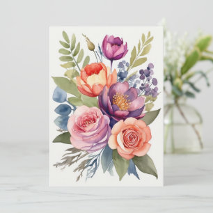 Vacker akvarellblomma Blomsterarrangemang Bukett Julkort