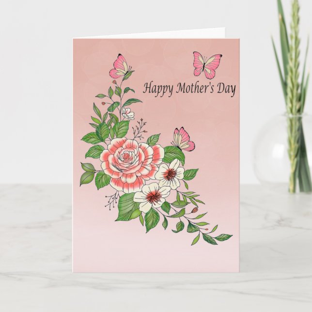 Vacker akvarellblomma Glad mors dag  Kort (Framsida)