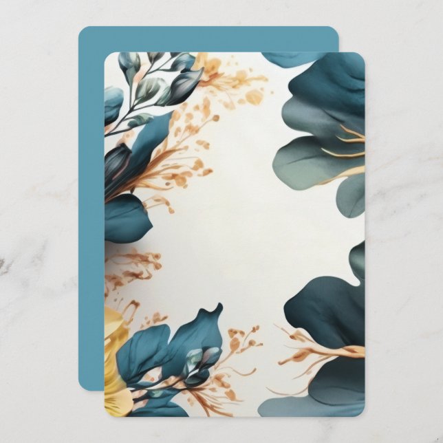 Vacker akvarellblomma inbjudningar (Fram/baksida)