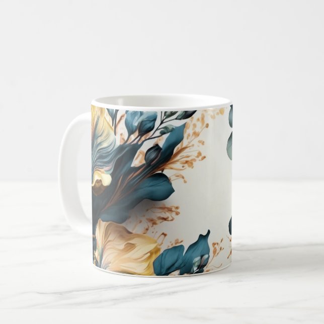 Vacker akvarellblomma kaffemugg (Framsida vänster)