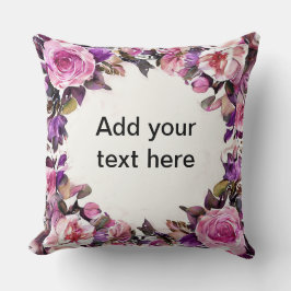 Vacker akvarellblommig kant kudde