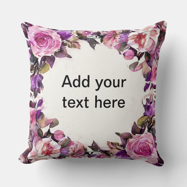 Vacker akvarellblommig kant kudde (Framsida)