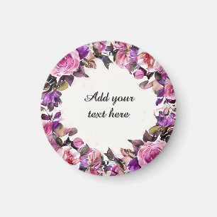 Vacker akvarellblommig kant magnet