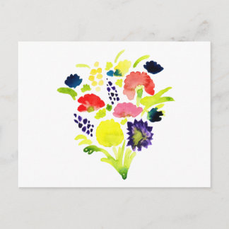 Vacker akvarellbukett med blommor vykort
