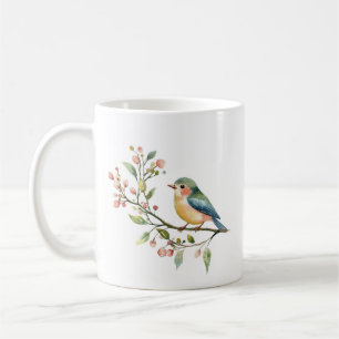 Vacker akvarellfågel kaffemugg