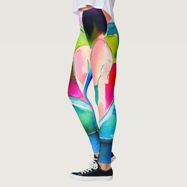 Vacker akvarellkvinna leggings (Vänster)