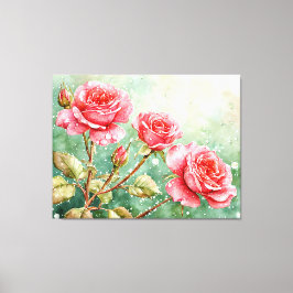Vacker akvarellmålning av röda rosor canvastryck