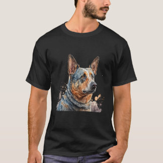 Vacker akvarellporträtt av australiensisk boskapsh t shirt