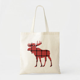 Vacker Älg Röd och Svart  Rutig Tartan Mönster Tygkasse