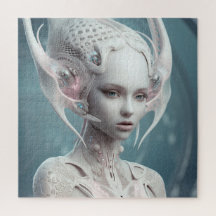 Vacker Alien Woman i White