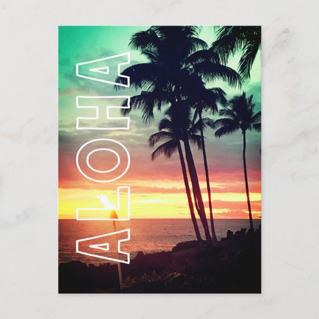 Vacker Aloha Hawaiian Sunset Postcard Vykort (Framsida)