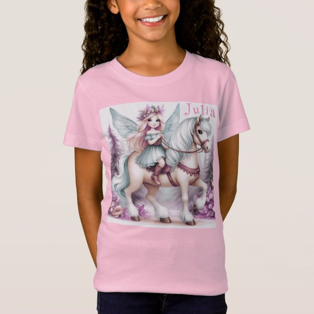 Vacker älva som rider på en häst t shirt (Framsida)