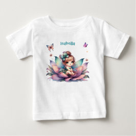 Vacker älva som sitter inuti blomma t shirt