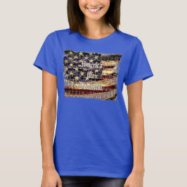 Vacker Amerika, blå, patriotiska kvinnors T-Shirt