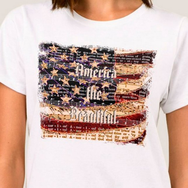 Vacker Amerika - Patriotisk dam-T-shirt T Shirt (Stylish Americana Fashion)