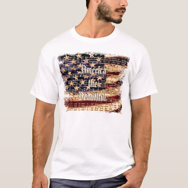 Vacker Amerika, Vit, Patriotisk Herr-T-Shirt T Shirt (Framsida)