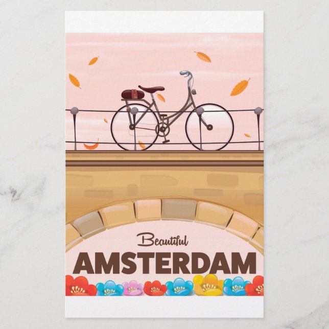 Vacker Amsterdam cykelresor affisch. Brevpapper (Framsida)