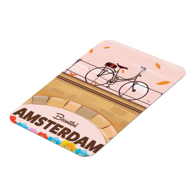 Vacker Amsterdam cykelresor affisch. Magnet (Vänstra Sidan)