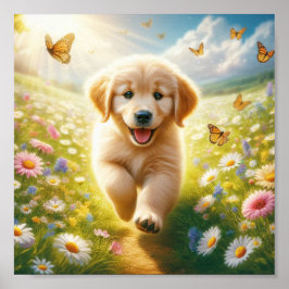 Vacker Angel Golden Retriever-valp Poster