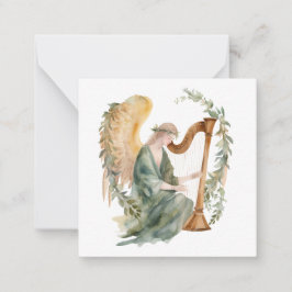 Vacker Angel spelar Harp Watercolor Anteckningskort