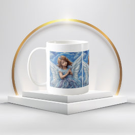 vacker Angelblå klänning och vingar Kaffemugg