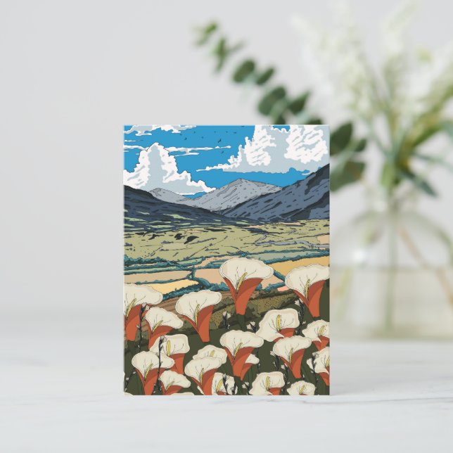 Vacker ängslandskap med vilda blommor vykort (Stående Fram)