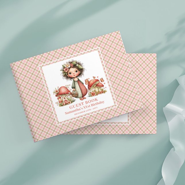 Vacker ängslig rosa födelsedags gästbok (Pretty Fairy Blush Pink Birthday Guest Book)