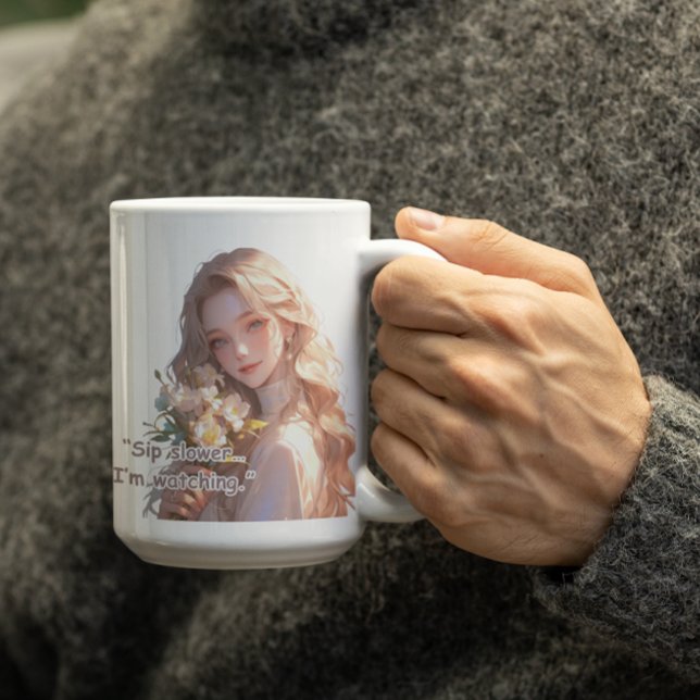 Vacker Anime Flower Girl Kaffemugg (Skapare uppladdad)