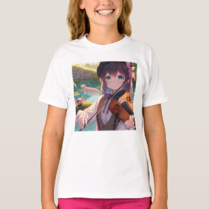 Vacker Anime Girl spelar violin T Shirt