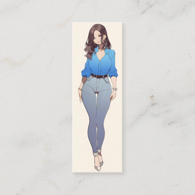 Vacker Anime Woman Mini Visitkort (Framsida)
