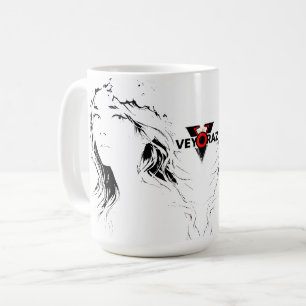 Vacker animeflicka med blommotiv – Mjuk pastelllju Kaffemugg