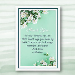 Vacker anpassad bröllopsfest tack kort