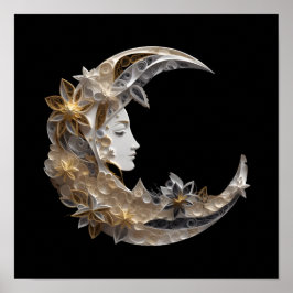 Vacker Ansikte i Måne Poster