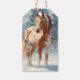 Vacker Appalossa-häst Julpresentkort Presentetikett