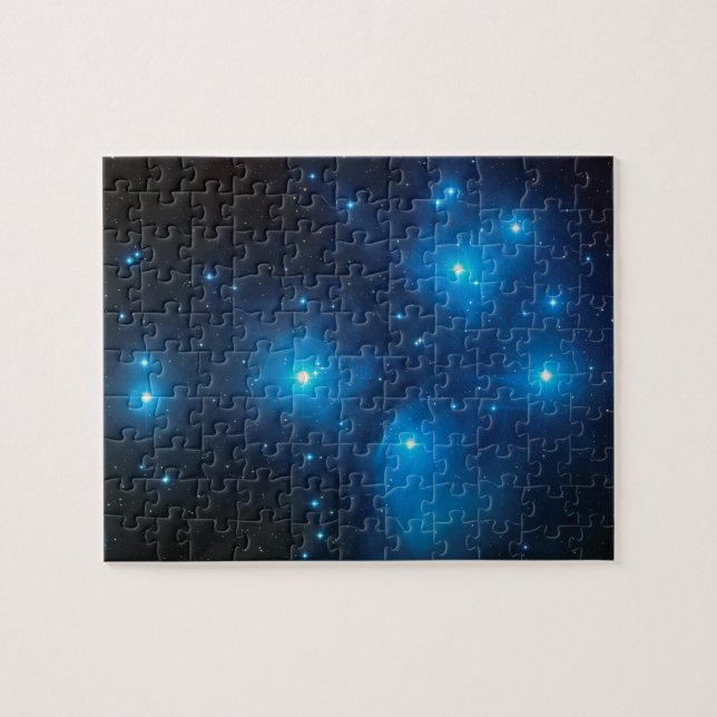 Vacker Aqua Blå Pleiaderna Celestial Foto Pussel (Horisontell)
