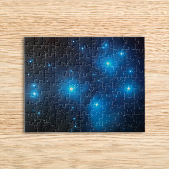Vacker Aqua Blå Pleiaderna Celestial Foto Pussel (Pretty Aqua Blue Pleiades Celestial Photo Jigsaw Puzzle)