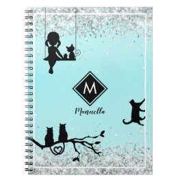 Vacker Aqua Blue Watercolor Galaxy Girl Diary Anteckningsbok